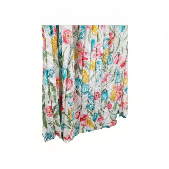 Andrea Gayle Vtg Pleated Satin Floral Midi Skirt Size Small‎ 1980s 80s Retro - Picture 4 of 5